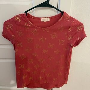 Youth girls Red Top with Gold Accents